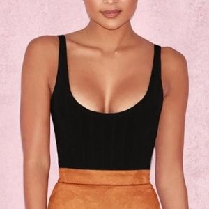 House Of CB, 'Perle' Black Bandage Bodysuit, Size XS